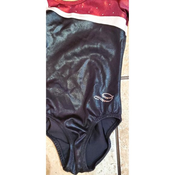 DREAMLIGHT Long Sleeve Gymnastics Leotard Child Size 6x-7 Red Black Sequins - Picture 5 of 7